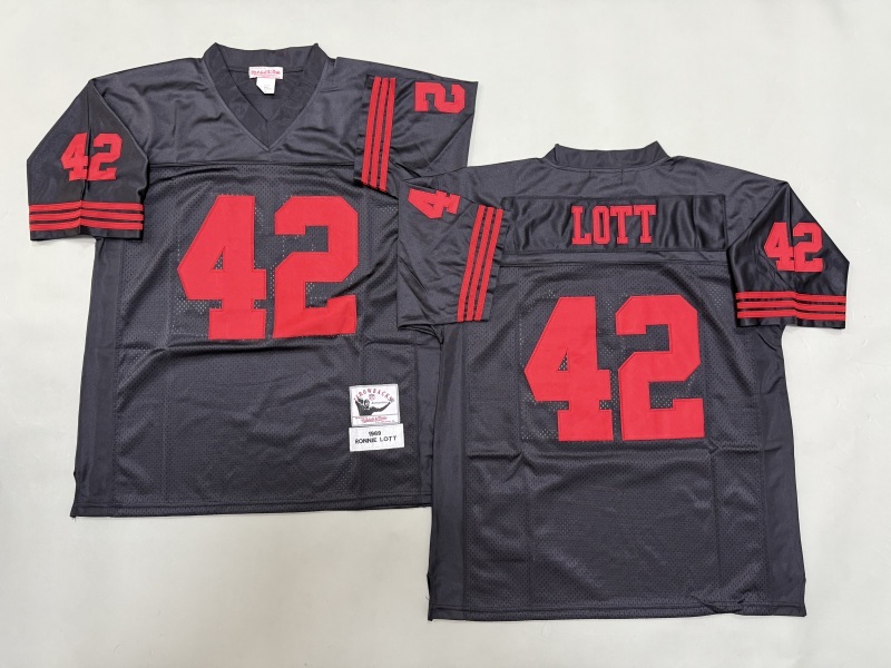 Men 2025 San Francisco 49ers #42 Lott black Throwback Limited NFL Jersey style 001